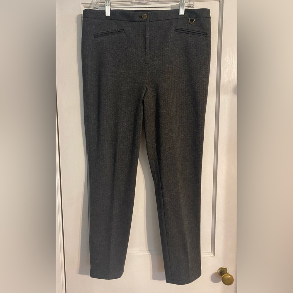 Talbots Dalton Skinny Leg Ankle Length Slim Fit Gray Herringbone Riding Pants-12 - Picture 4 of 13